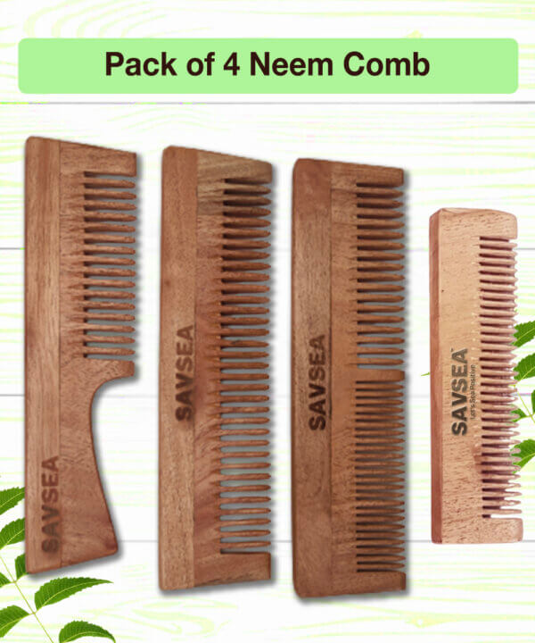 Pack of 4 neem wood comb