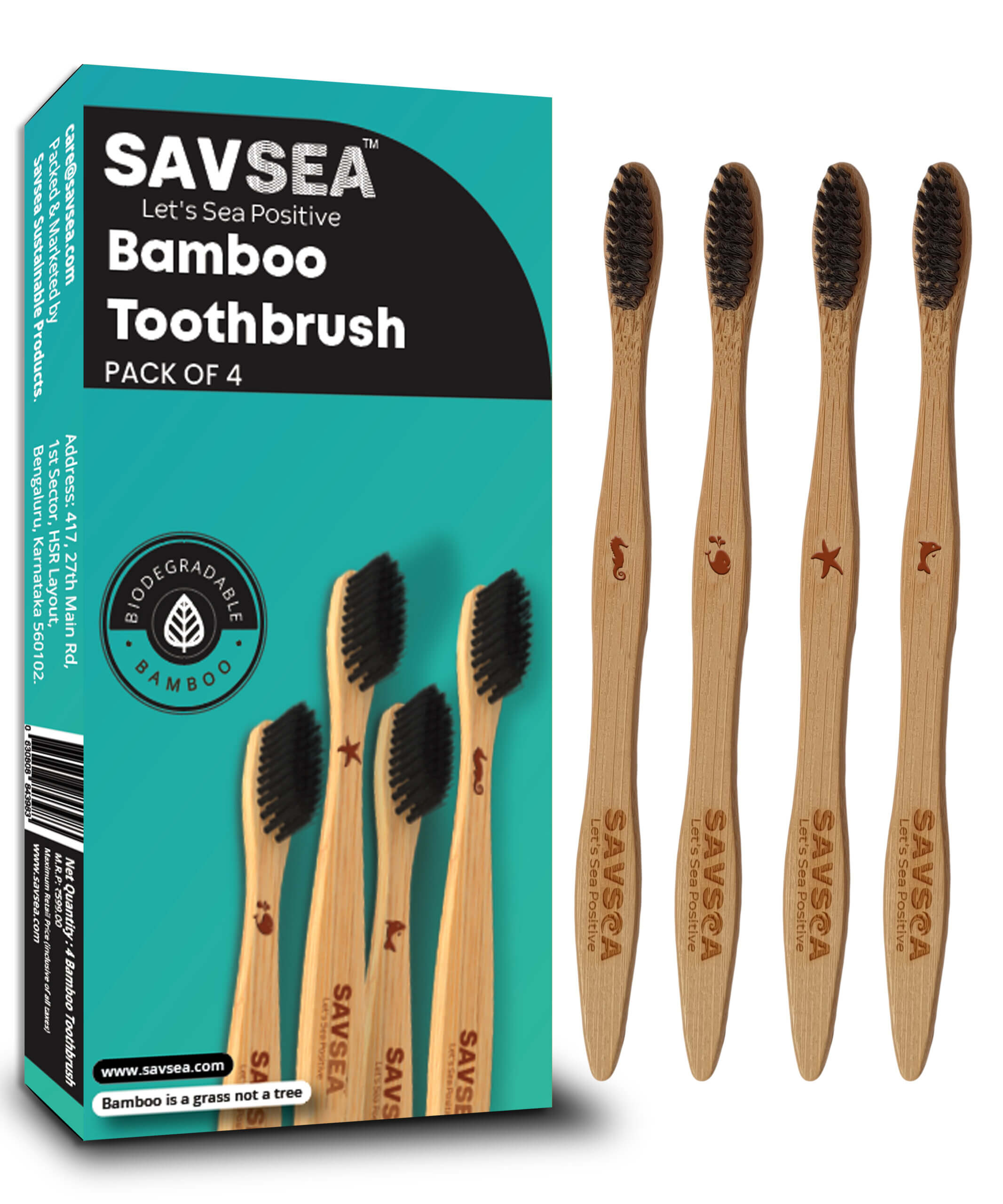 Bamboo Toothbrush pack of 4